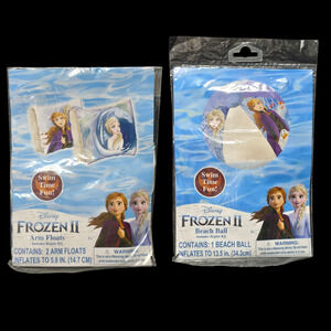 Disney Frozen II 2 Arm Floats & Beach Ball Swim Time Fun Inflatables